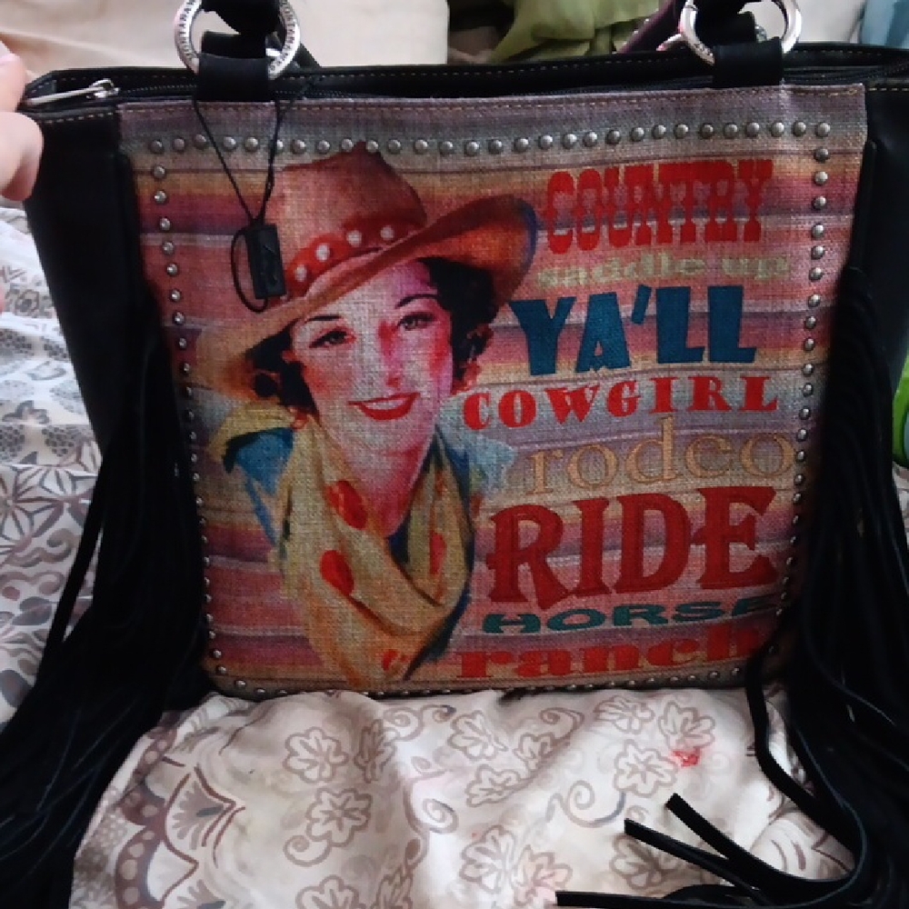 Cowgirl Print Fringe Bag